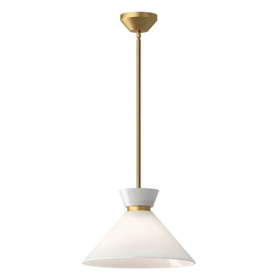 Elstead Halston Pendelleuchte E27 Gebürstete Goldoptik Opal