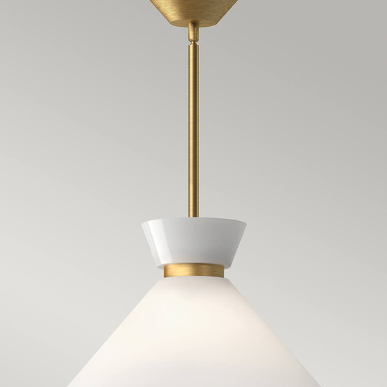 Elstead Halston Pendelleuchte E27 Gebürstete Goldoptik Opal