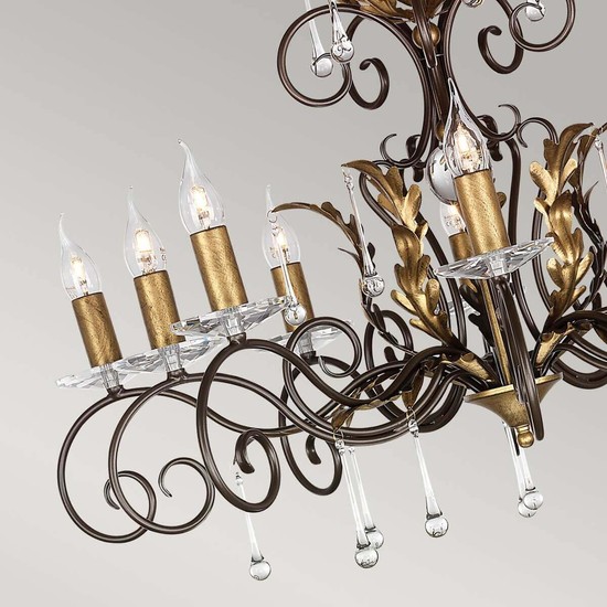 Elstead Amarilli Kronleuchter E14 10-fach Bronze-Goldfarbe, Made in UK