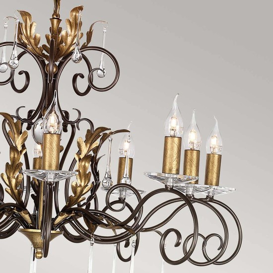 Elstead Amarilli Kronleuchter E14 10-fach Bronze-Goldfarbe, Made in UK
