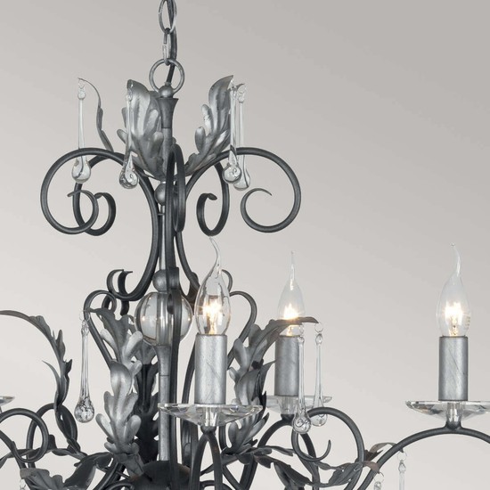 Elstead Amarilli Kronleuchter E14 15-fach Schwarz-Silber, Made in UK