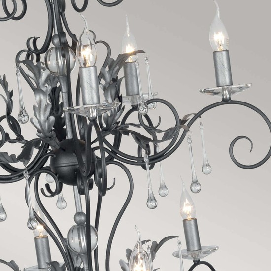 Elstead Amarilli Kronleuchter E14 15-fach Schwarz-Silber, Made in UK