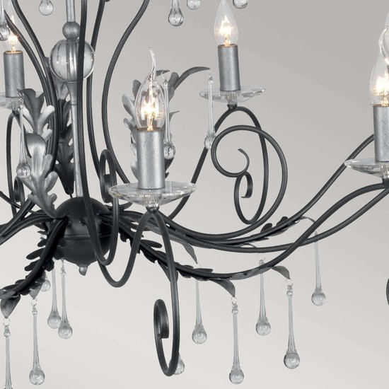 Elstead Amarilli Kronleuchter E14 15-fach Schwarz-Silber, Made in UK