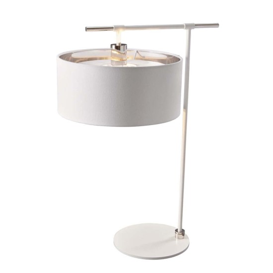 Elstead Balance Tischleuchte E27 Weiß/Nickel poliert, Made in UK
