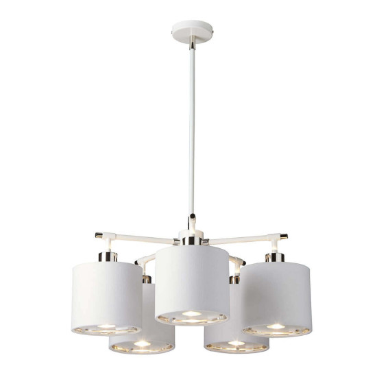 Elstead Balance Kronleuchter E27 5-fach Weiß/Nickel poliert, Made in UK