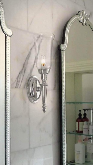Elstead Dryden LED Wandleuchte G9 41cm Poliertes Nickel IP44