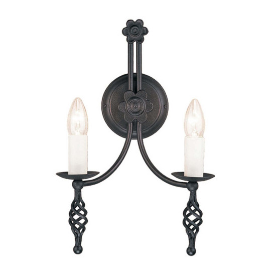 Elstead Belfry Wandleuchte E14 2-fach Schwarz, Made in UK