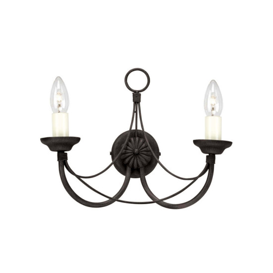 Elstead Carisbrooke Wandleuchte E14 2-fach Schwarz, Made in UK