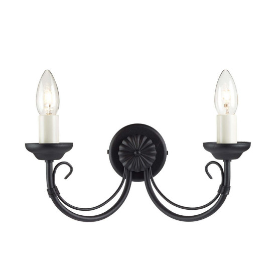Elstead Chartwell Wandleuchte E14 2-fach Schwarz, Made in UK