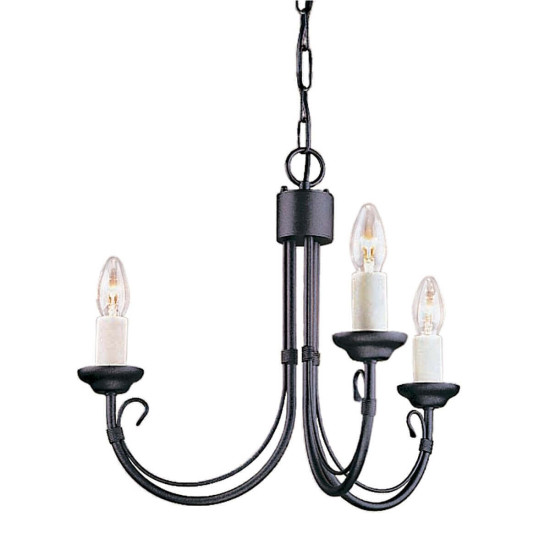 Elstead Chartwell Kronleuchter E14 3-fach Schwarz, Made in UK