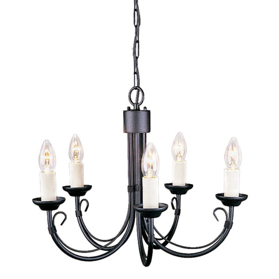 Elstead Chartwell Kronleuchter E14 5-fach Schwarz, Made in UK