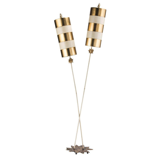 Elstead Nettle Stehleuchte E27 2-fach Gold und taupe