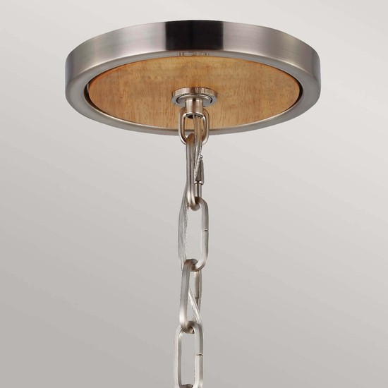Elstead Allier Hängeleuchte E27 72cm Helles Holz, Stahl gebürstet