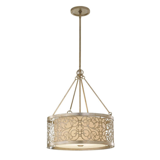 Elstead Arabesque Hängeleuchte E27 4-fach Blattsilber Patina