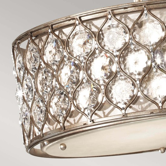 Elstead Lucia Hängeleuchte E27 3-fach 20cm Brüniertes Silber