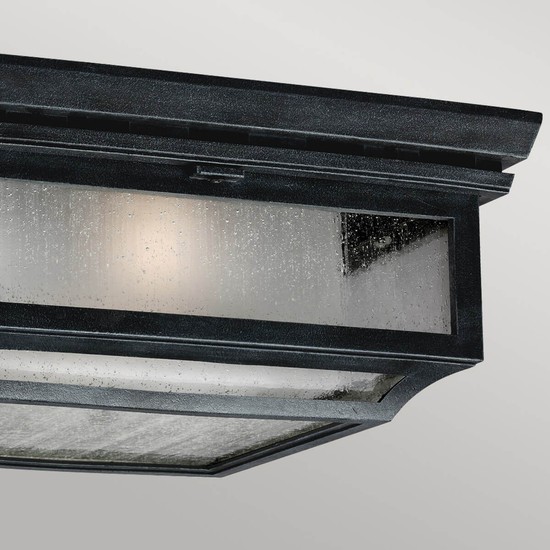 Elstead Shepherd Außen-Deckenleuchte E27 2-fach Dunkel verwittertes Zink IP44 Anti-Meerwasser