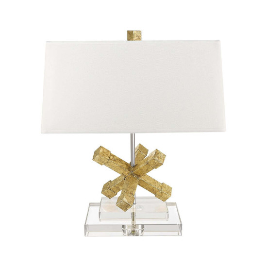 Elstead Jackson Square Tischleuchte E27 Gebeiztes Gold Creme