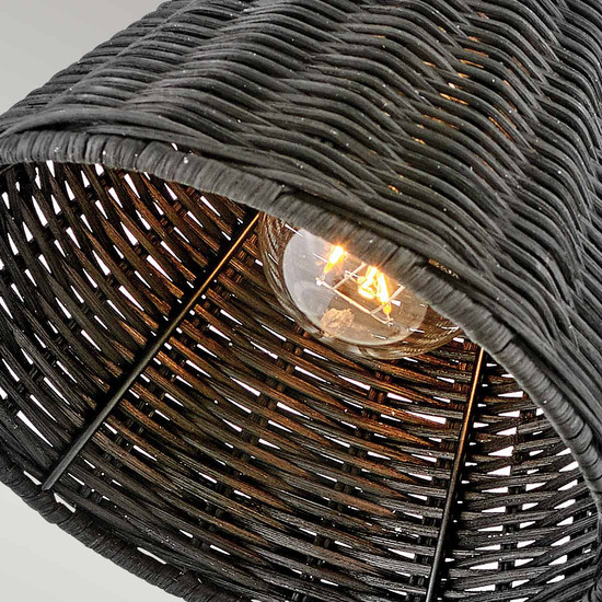 Elstead Arti  Wandleuchte E27 Schwarz, schwarzer Rattan Schirm Rattan schwarz