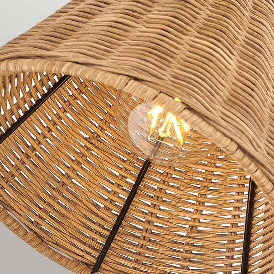 Elstead Arti  Wandleuchte E27 Schwarz, Rattan Schirm Schwarz und Rattan natur