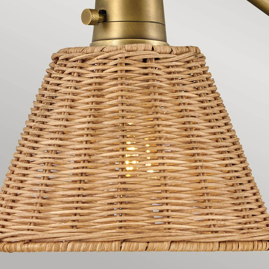 Elstead Arti  Wandleuchte E27 Hertiage Messing, Rattan Schirm Glas klar