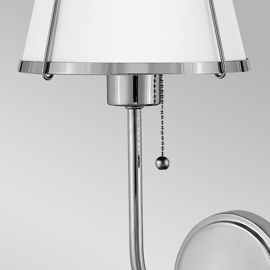 Elstead Clarke Wandleuchte E27 Nickel poliert und weißer Metallschirm Weiß