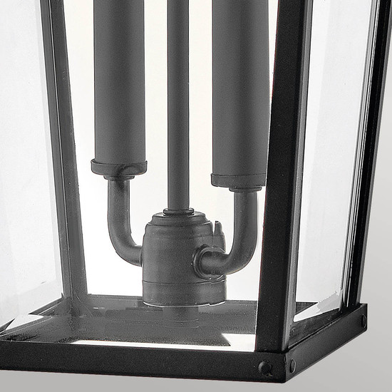 Elstead Dawson Außenwandleuchte E14 2-fach Schwarz mit brünierten Bronze Akzenten Klar IP44