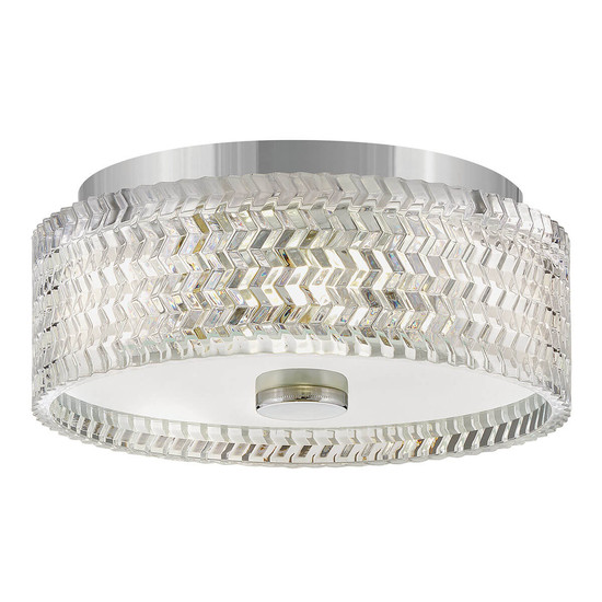 Elstead Elle Deckenleuchte E27 2-fach Chrom Glas geätzt mit Chevron Muster