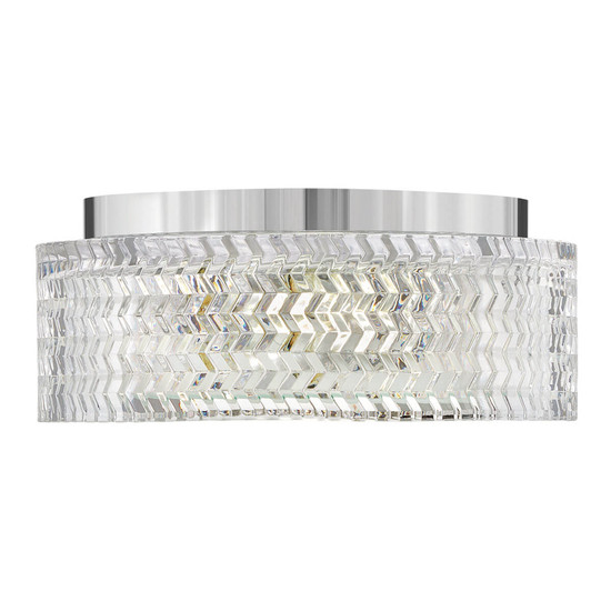 Elstead Elle Deckenleuchte E27 2-fach Chrom Glas geätzt mit Chevron Muster