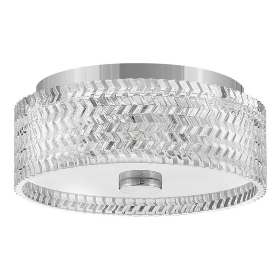 Elstead Elle Deckenleuchte E27 2-fach Chrom Glas geätzt mit Chevron Muster