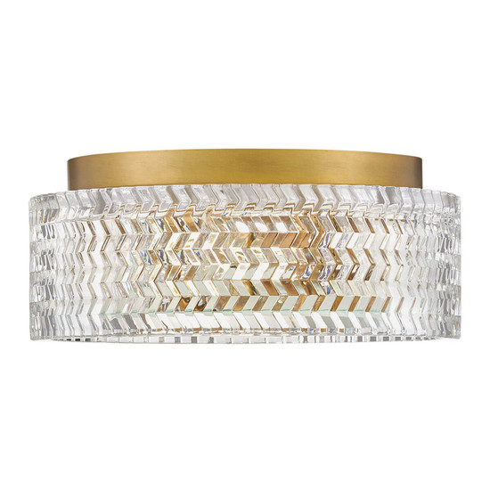 Elstead Elle Deckenleuchte E27 2-fach Heritage Messing Glas geätzt mit Chevron Muster