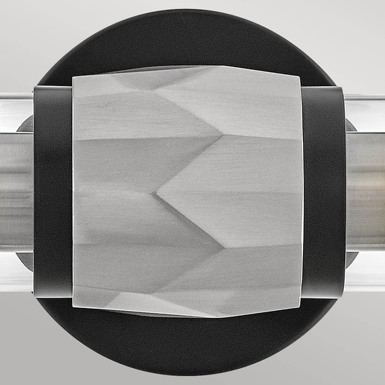 Elstead Ellison Wandleuchte E27 2-fach Schwarz mit Nickel gebürstet Glas klar IP44