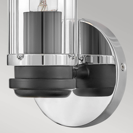 Elstead Masthead Wandleuchte E27 Poliertes Chrom und schwarz IP44
