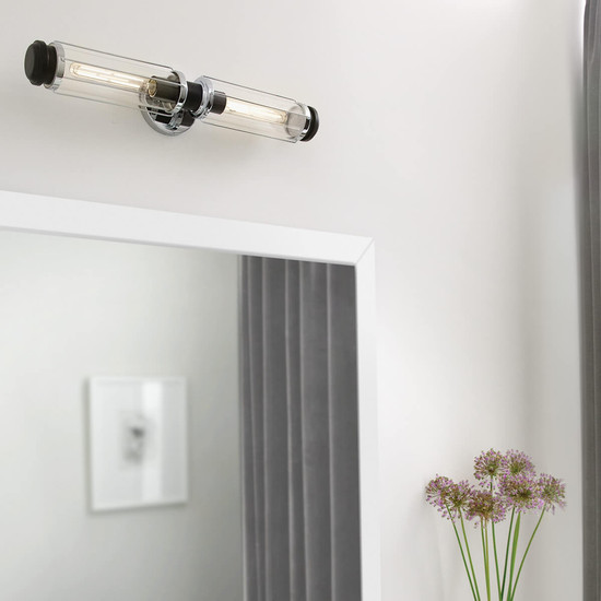 Elstead Masthead Wandleuchte E27 2-fach Poliertes Chrom und schwarz IP44