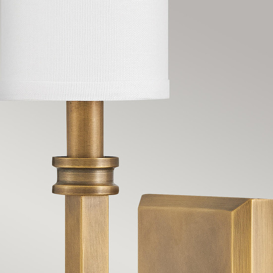 Elstead Moore  Wandleuchte E14 Heritage Messing mit Leinenschirm elfenbeinfarben Weiß