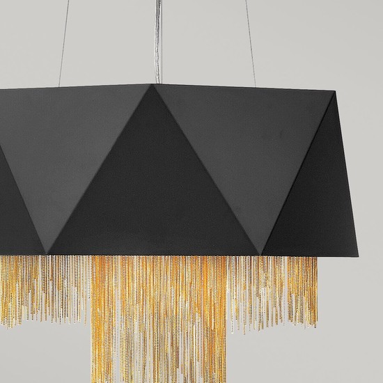 Elstead Zuma Hängeleuchte E27 6-fach 36cm Satinschwarz, Gold