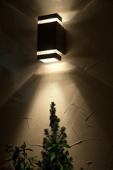 Elstead Jannik LED Außen-Wandleuchte 2-fach 24cm Dunkelgrau IP44