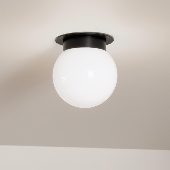 Elstead Albers Deckenleuchte E27  Schwarz Opalglas