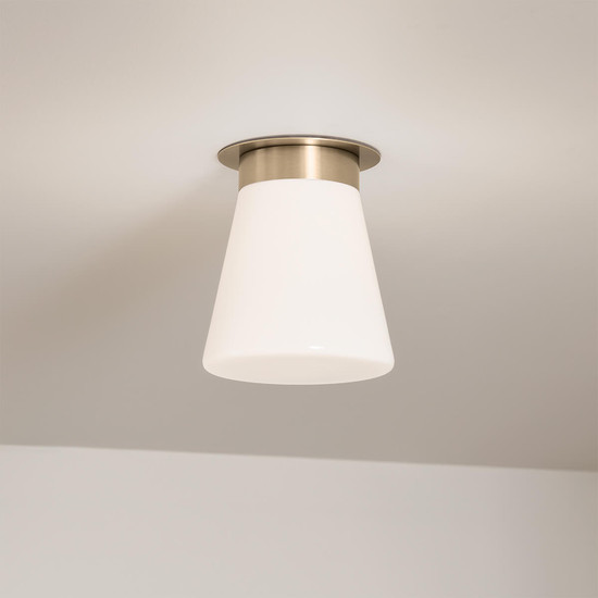 Elstead Albers Deckenleuchte E27  Champagnerbronze Opalglas