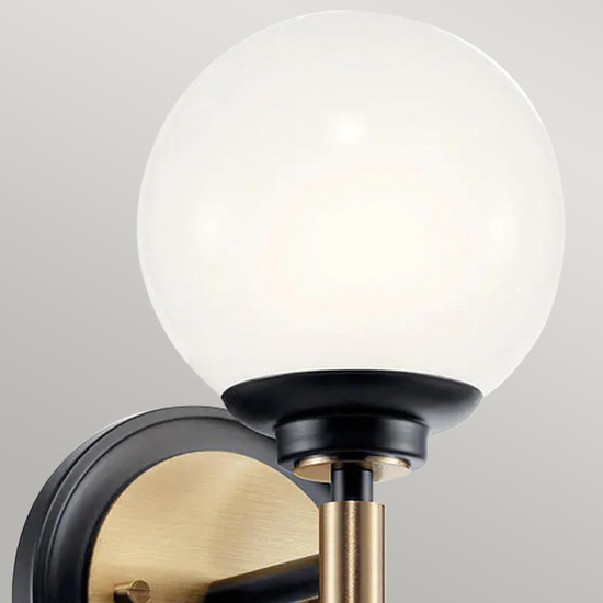 Elstead Benno Wandleuchte G9 Schwarz und Champagnerbronze Opalglas weiß IP44