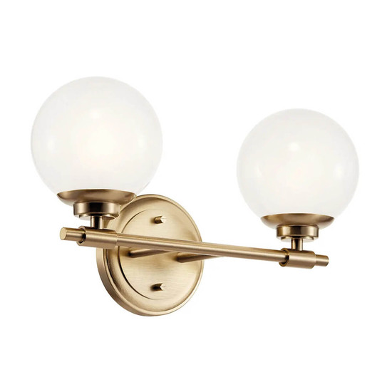 Elstead Benno Wandleuchte G9 2-fach Champagnerbronze Opalglas weiß IP44
