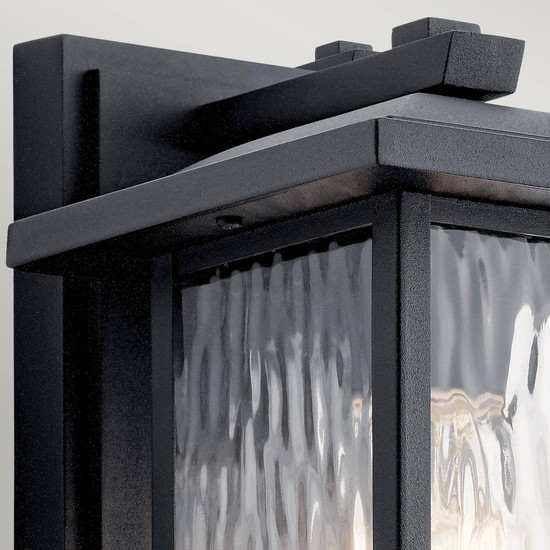 Elstead Cappanna S Außenwandleuchte E27  Strukturiertes Schwarz Glas klar IP44