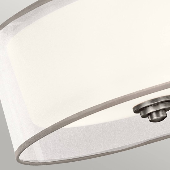 Elstead Lacey Deckenleuchte E27 3-fach Antikes Zinn Weiss-organza