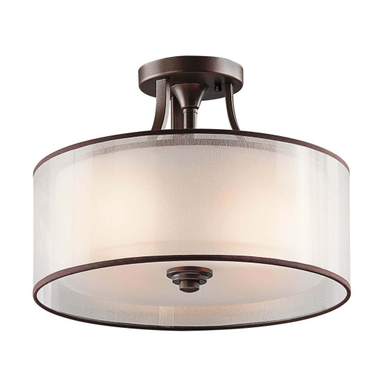 Elstead Lacey Deckenleuchte E27 3-fach Mission Bronze helle Umbra, Erd-Farbe, metallisch gefrostet