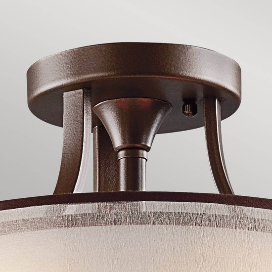 Elstead Lacey Deckenleuchte E27 3-fach Mission Bronze helle Umbra, Erd-Farbe, metallisch gefrostet