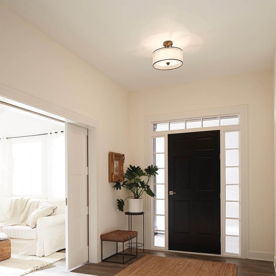 Elstead Lacey Deckenleuchte E27 3-fach Mission Bronze helle Umbra, Erd-Farbe, metallisch gefrostet