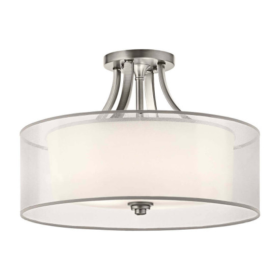 Elstead Lacey Deckenleuchte E27 4-fach Antikes Zinn Weiss-organza
