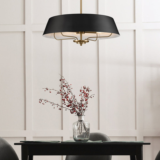 Elstead Luella Pendelleuchte E14 4-fach Schwarz und Messing