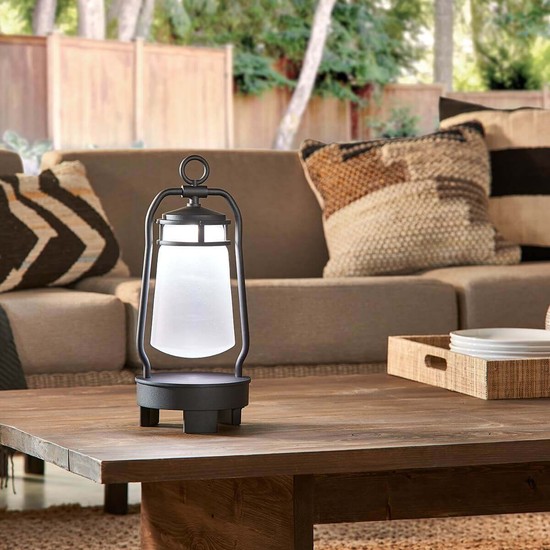 Elstead Lyndon LED Außen-Stehleuchte 48cm Bluetooth Lautsprecher Strukturiertes Schwarz IP44