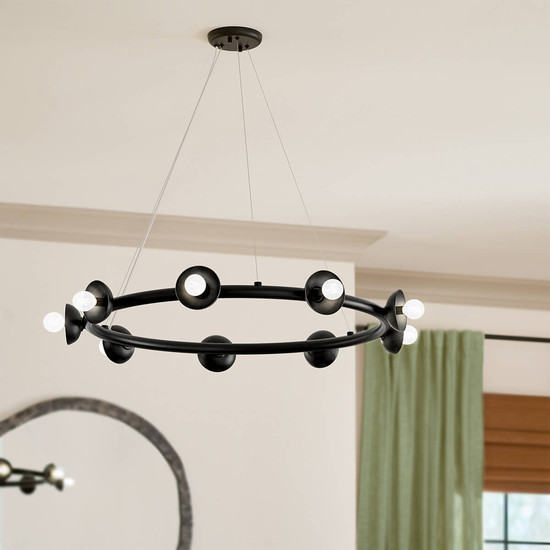 Elstead Palta Pendelleuchte E14 9-fach Satinschwarz Schwarz