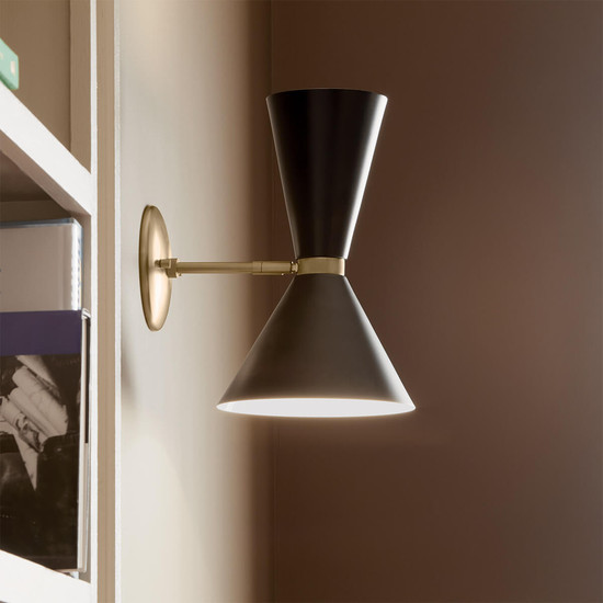 Elstead Phix Wandleuchte E27 2-fach Schwarz und Champagnerbronze Schwarz